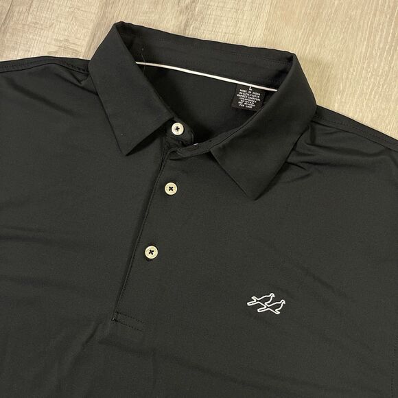 Two Dove Outdoors Golf Polo Shirt Mens Size Large Black Stretch EUC Hunting V - Picture 4 of 8